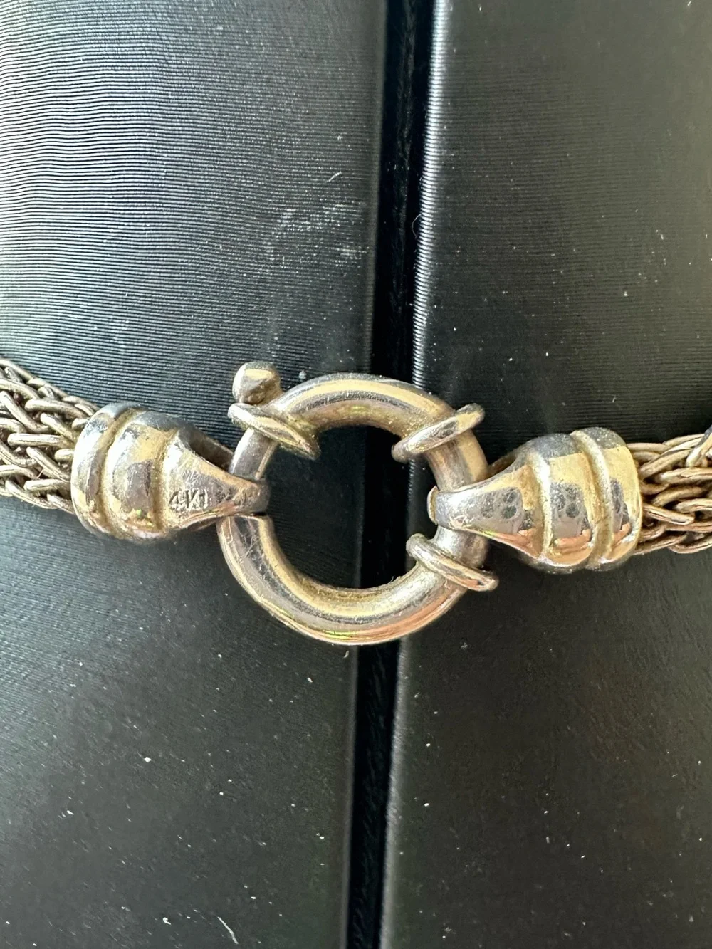 14k and 925 Sterling Multi-Strand Braided Chain Necklace with Ring Clasp